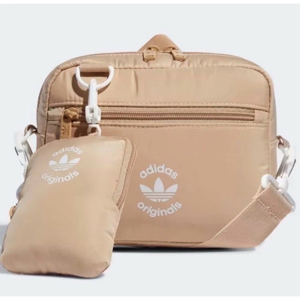 adidas Originals Puffer & Pouch Crossbody Bag Beige Tan Logo Medium